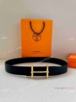 New Replica Hermes d'Ancre belt buckle & Black Reversible leather strap 38mm